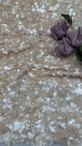 Sequin Embroidered Lace Fabric 100% Polyester  Luxury for Wedding Dress