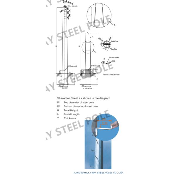 material de los 8M 3m m Electric Power poste Q345 con el betún para la transmisión 69KV