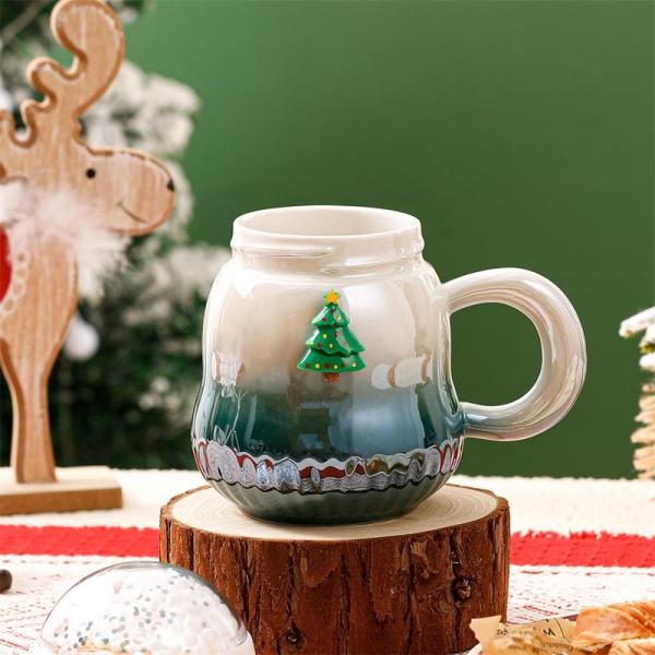 Gradient Color Christmas Ceramic Gift Boxed Mugs 2024 Delicacy Design 6.8cm*11cm 2 Colors