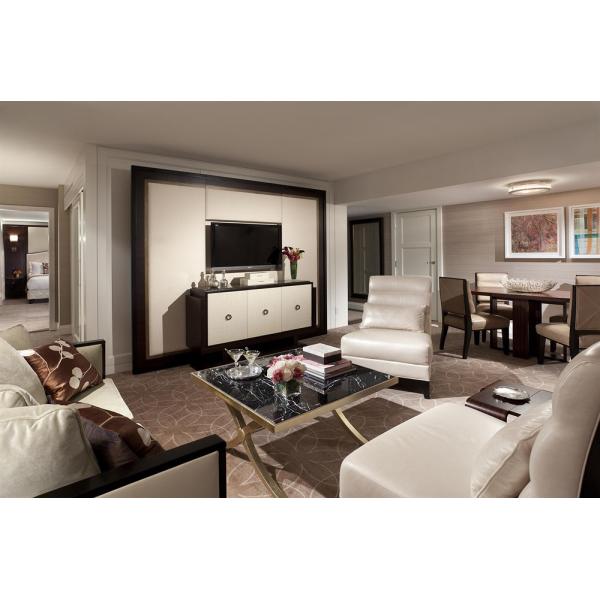 Leather King Size Bed Hotel Furniture Set / 5 Star Hotel Furniture