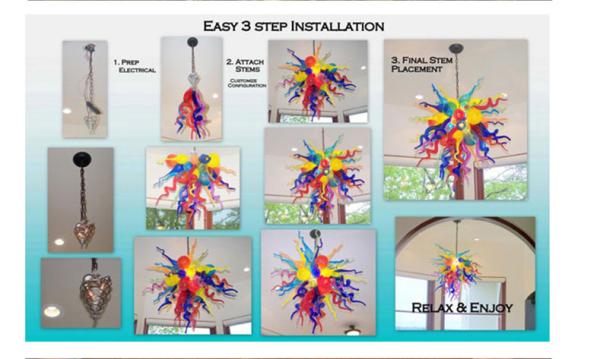Murano blown glass chandelier for Indoor home Project Lighting (WH-BG-04)