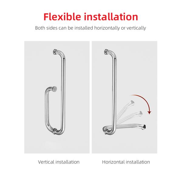 Нержавеющая сталь 304 Душевая дверь типа L Ручка дверей полированного хрома Душевая стеклянная ручка
