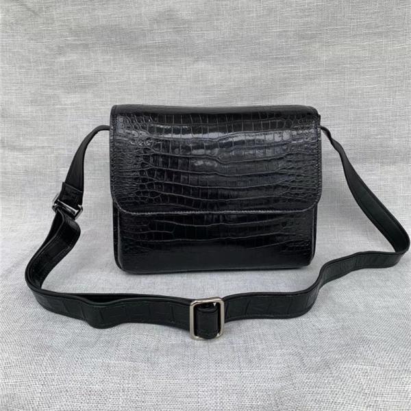 Authentic Alligator Leather Male Flap Purse Cross Shoulder Bag Genuine Crocodile Belly Skin Businessmen Messenger Bag