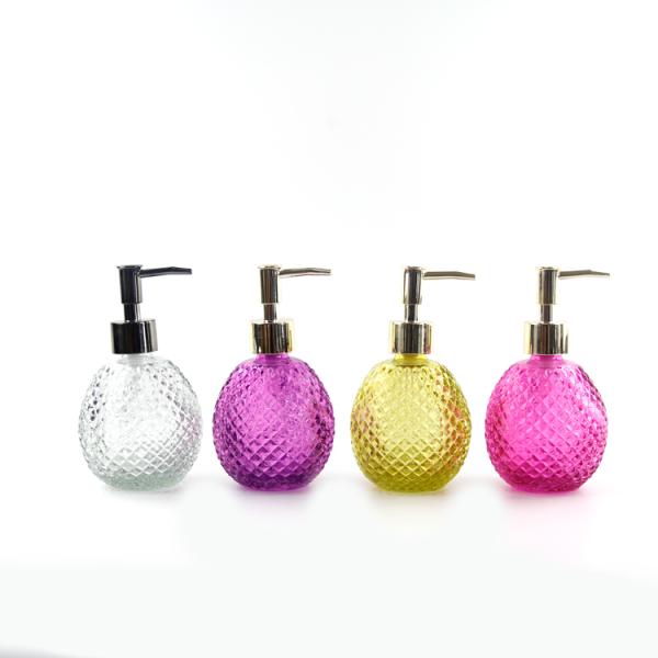 200ml Ball Shape Glass Lotion Bottles With Pump Spray For Skin Care Packing