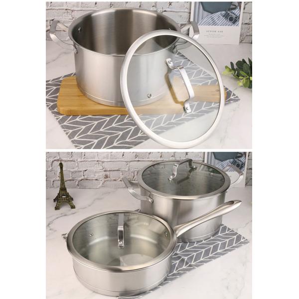 1.65kg Cookware Set Kitchen Pots and Pans Stainless Steel Cook Wear with Glass Cover