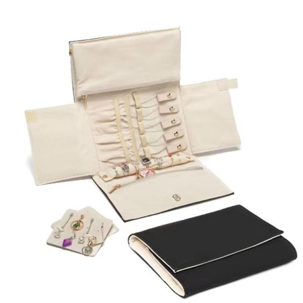 Microfabric Jewelry Travel Organizer Roll Pouch Luxury Necklace Storage Roll