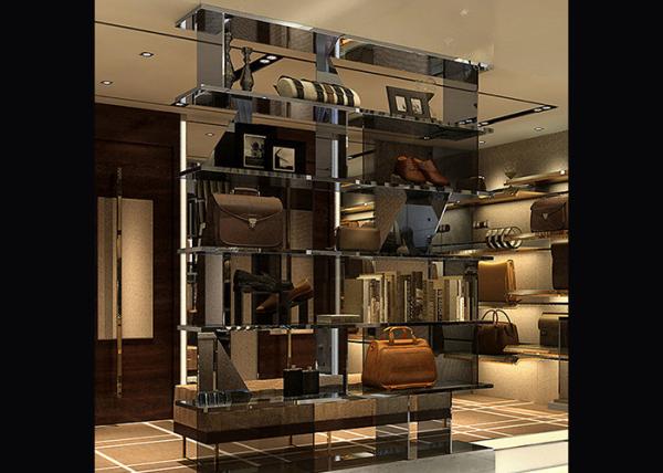 Brand Men's Retail Store Clothing Racks , Luxurious Metal Clothes Rack For Shopping Mall