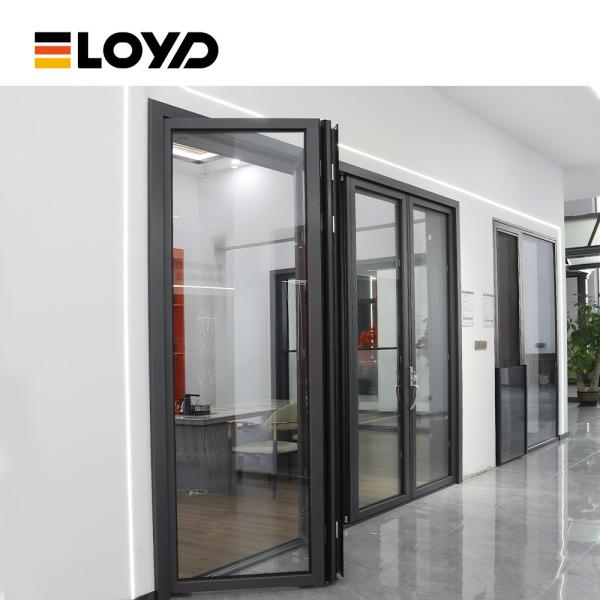 Aplicações Comerciais Proof de furacão Alumínio Patio dobrável portas de vidro para interiores de casas