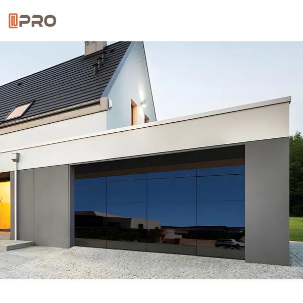 Double Tempered Glass Aluminum Garage Door Black Security Windproof