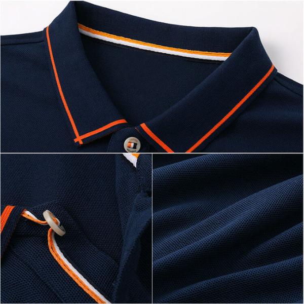 Black Staff Mens Breathable Polo Work Shirts Screen Printing Plain Solid Blue Color