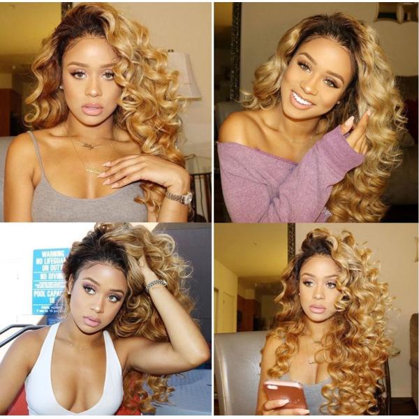 Ombre Hair Extension Real Human Hair Loose Wave Bundle Black to Blonde 2 Tone Color Grade 7A Virgin Brazilian Hair