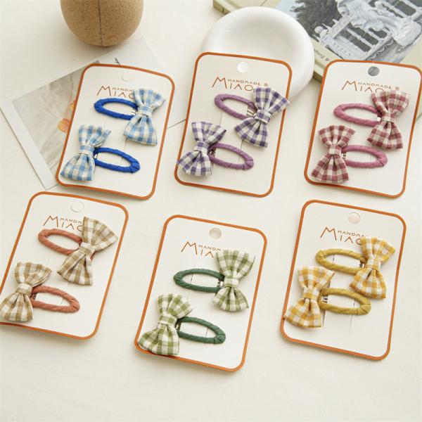 Fabric bow plaid hairpin accessories DIY INS girls baby women's BB hairpin spot wholesale