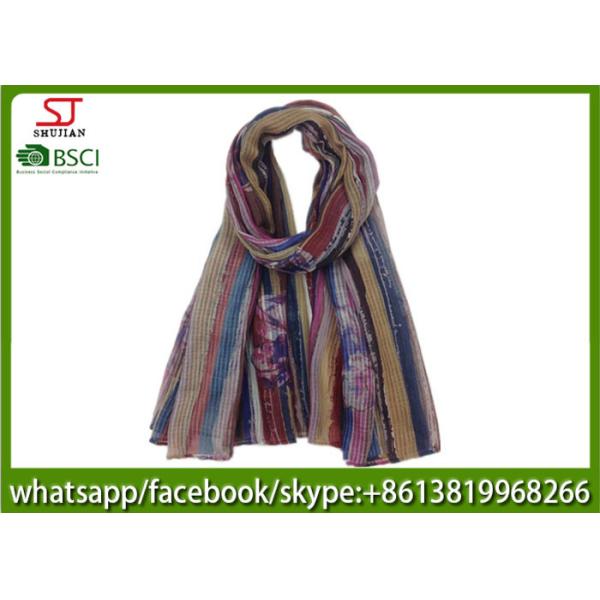 China supplier stripe mini flower print scarf 100% Polyester 100*200cm shawl sun protection factory direct supply