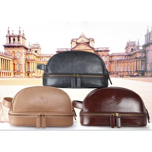 Luxury PU Leather Mens Toiletry Bag Khaki Black Brown Colors OEM/ODM Service