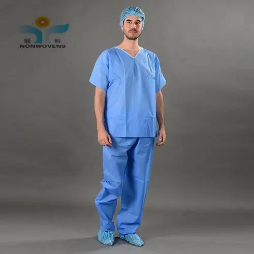 V Shape Collar Disposable Protective Suits SPP Material With 1 2 3 Pockets