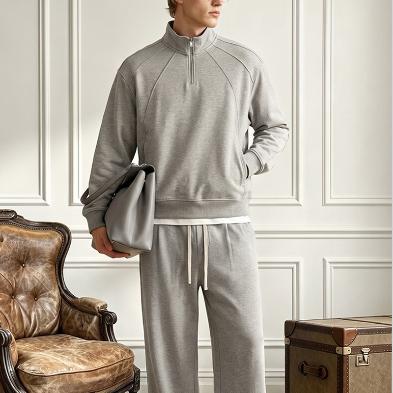 Men 320G Half‑Zip Polo Quarter‑Zip Sweatshirt, Custom OEM ODM
