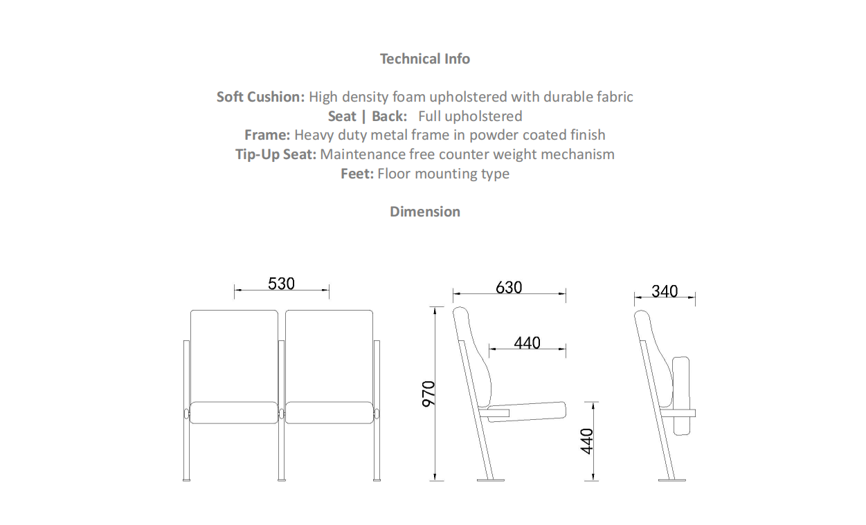 Commercial Grade Build Modern Theater Seating Folding Seat Capacity Ergonomic Design For Auditoriums
