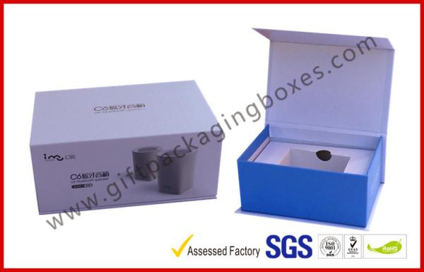 Blue Tooth Speaker Magnetic Rigid Gift Boxes White And Blue Custom Packaging Boxes