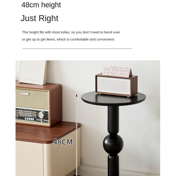 Modern Round Sofa Side Table with Swivel Caster Wheels Wooden Center Table Nightstand Accent Coffee Table for Sofa Couch