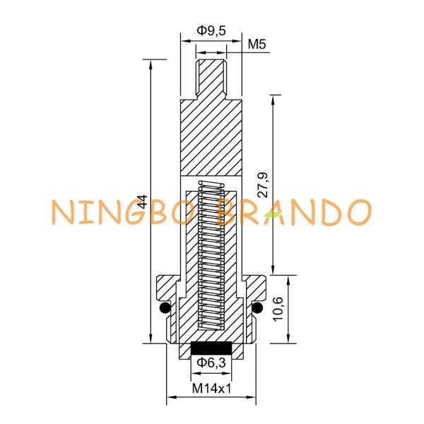 размер отверстия 9.5mm латунная трубка NBR Armature герметизирует плунжер катушки установил на PV02 1226 1225 клапанов Petro