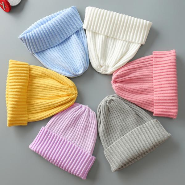 Autumn Winter Custom Logo Baby Beanie Hat Rib Fashion Fitted Knitting Baby Hat