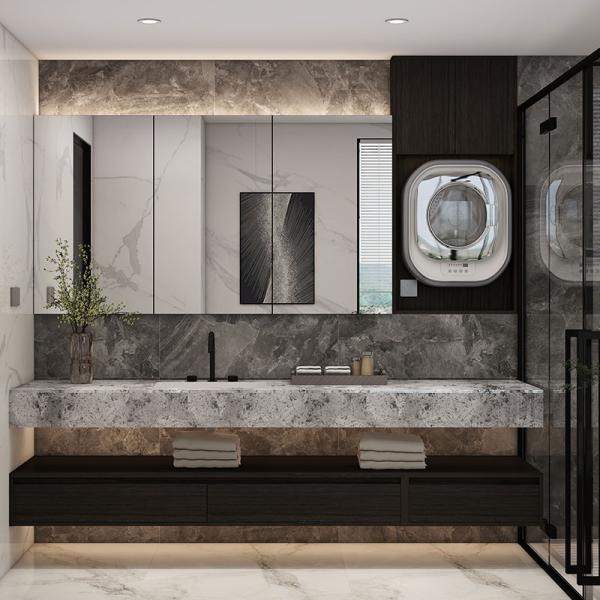 Water Resistant Modern Style Single Mirror Vanity Sink Bathroom Storage Cabinet Bathroom Vanity