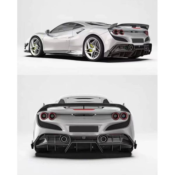 PK Style Ferrari F8 Body Kit Cars Body Kit Front Lip Skirt Rear Diffuser Spoiler Hood