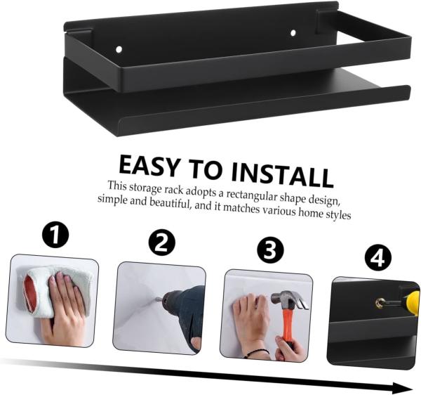 Wall Shelf Metal Wall Shelves Wall Organizer for Black Spices Bottle Storage