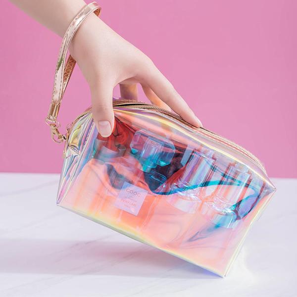 TPU Transparent Cosmetic Bag Custom Logo Beauty Multi-function Laser Cosmetic Pouch