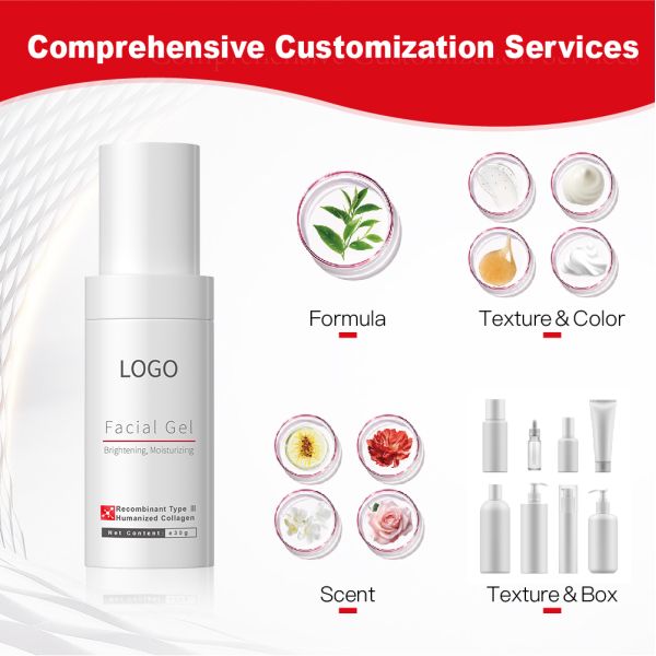 Hot Sale OEM Private Label Recombinant Type III Humanized Collagen Gel Soothing Hydrating Firming Moisturizing Skincare Face Gel