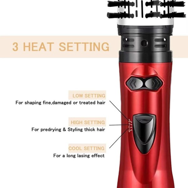 Electric 3-in-1 Hot Air Styler & Rotating Hair Dryer with Negative Ionic Technology for Dry Hair Curls & Straightens Hotel Use