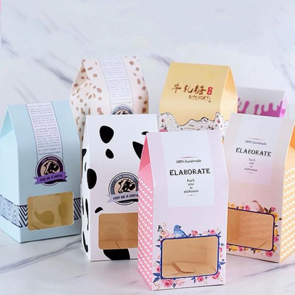 Sac en papier pour emballage de biscuits à base de bonbons kraft, emballage de bonbons kraft fait à la main, boîte en papier biodégradable