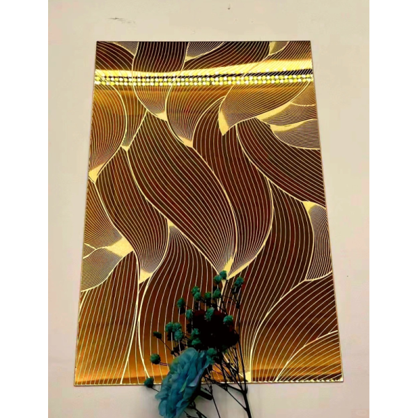 Gold Mirror Etched Polished Stainless Steel Sheet 1220*2440 MM Four Feet