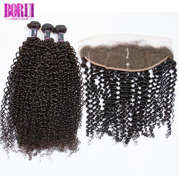 Ear To Ear Raw Virgin Kinky Curly Hair 3 Bundles With Closure Shiny Soft