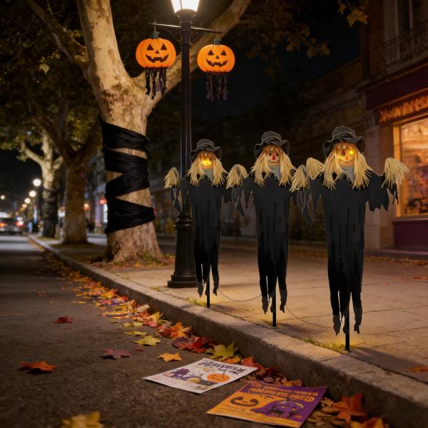Halloween Scarecrow Ground Light | 1.2m(H) | 45cm Plug Rod | Glowing Eyes & Sound | Eco-friendly & Waterproof | Home & Commercial | MOQ 500pcs