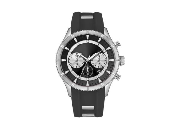 Screw Crown Stainless Steel Wrist Watch , Waterproof Quartz Watch Womens Silicone Strap
