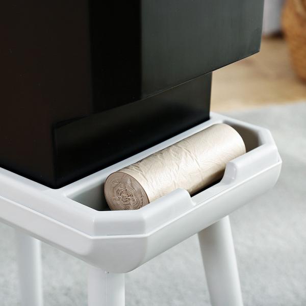 Trash Can with Lid Plastic Garbage Can with Push Button Narrow Modern Waste Basket for Kitchen Slim Dogproof Bedroom Garbage Bin