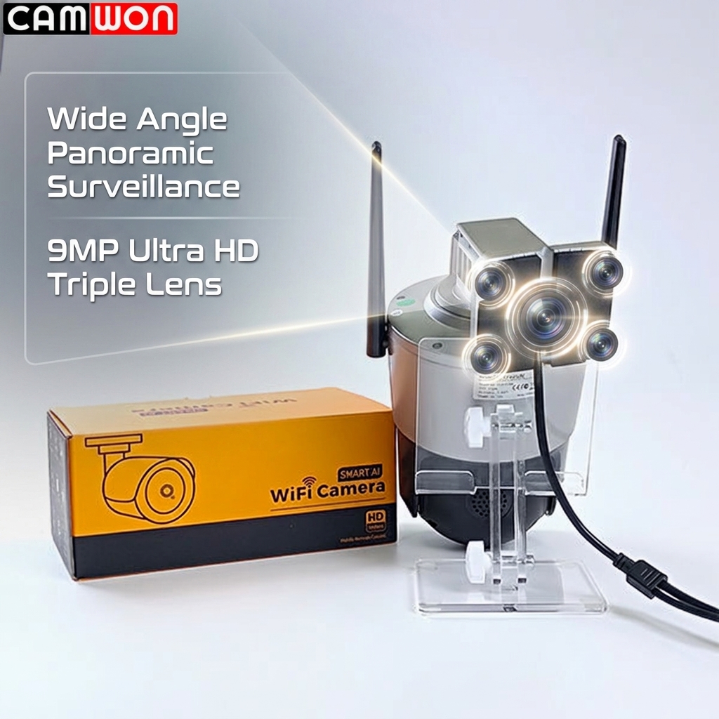 9MP 3 Lens CCTV Camera 8x Zoom Waterproof Security Camera With A Wide Viewing Range