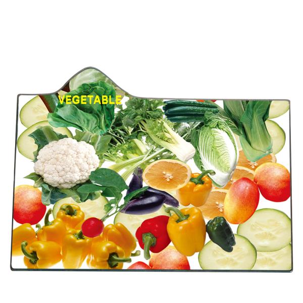 White Vegetable Kitchen Round Square Serving Tray Tempered Glass Cutting Board with Handle