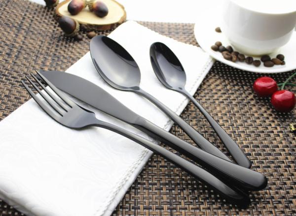 High quality 18/8 black stainless steel flatware/cutlery/silverware set/dinnerware