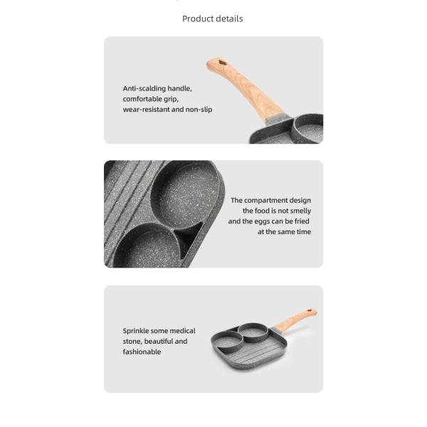 кухня сковороды бака яичницы Не-ручки плоскодонная варя сковороду отверстия лотка 3 омлета бака медицинскую каменную