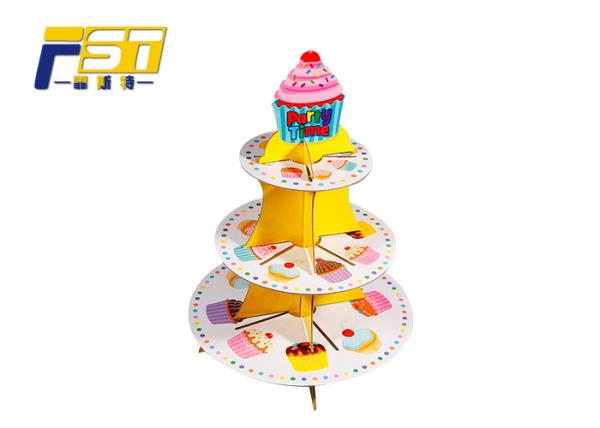 Durable Corrugated Paper Cardboard Cake Display , Light Cardboard Tiered Cake Stand