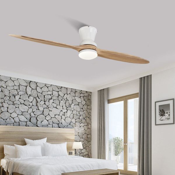 Dimmable ceiling fan with LED Light 60 inch Indoor wood Two-Blade Ceiling Fan light(WH-VLL-40)