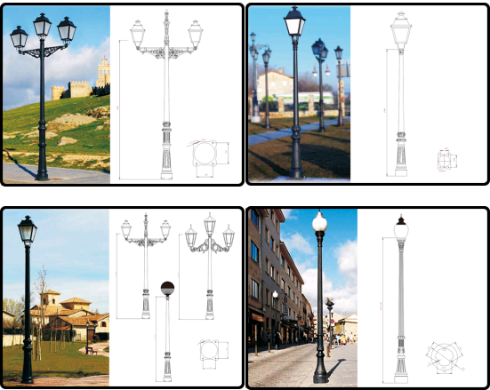 Круглый наружный литий железный световой столб европейского стиля Литий железный уличный светильник