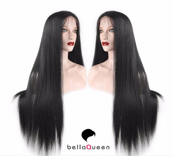 Cabelo humano das perucas completas retas longas trançadas malaias macias conservadas em estoque do laço do micro