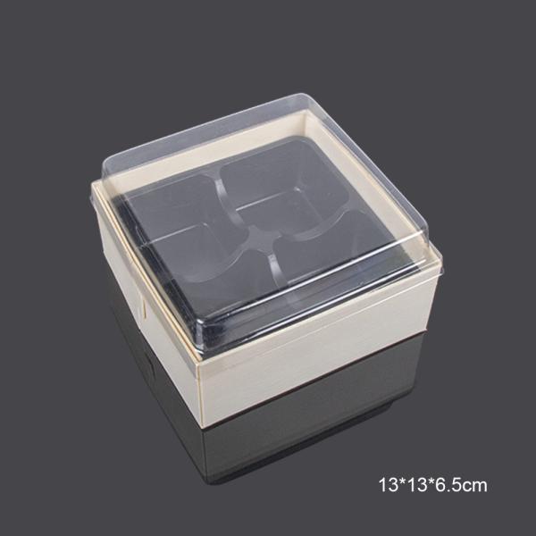 4 Compartment 13*13*6.5cm Plastic Pastry Packaging