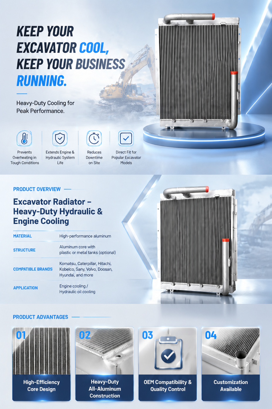TMY EX220-5 EX270-5 Oil Cooler Radiator For Hitachi Heavy Machinery Radiator Factory China 4380050