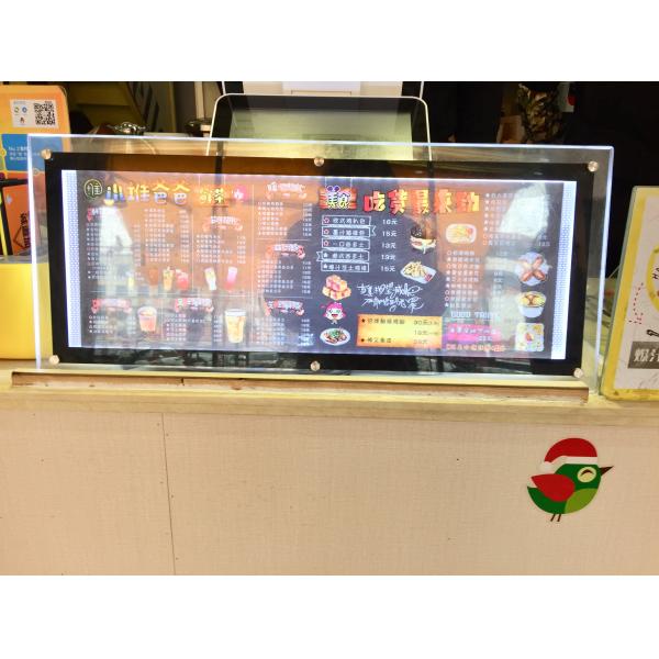 Table Standing Crystal Acrylic LED illuminating menu sign for restaurant