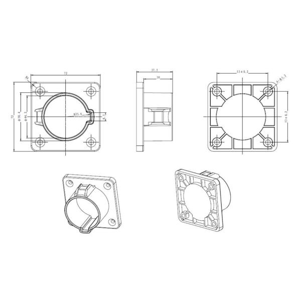 Держатель штепсельной вилки аксессуаров EV SAE J1772 EV поручая 72*72*32mm