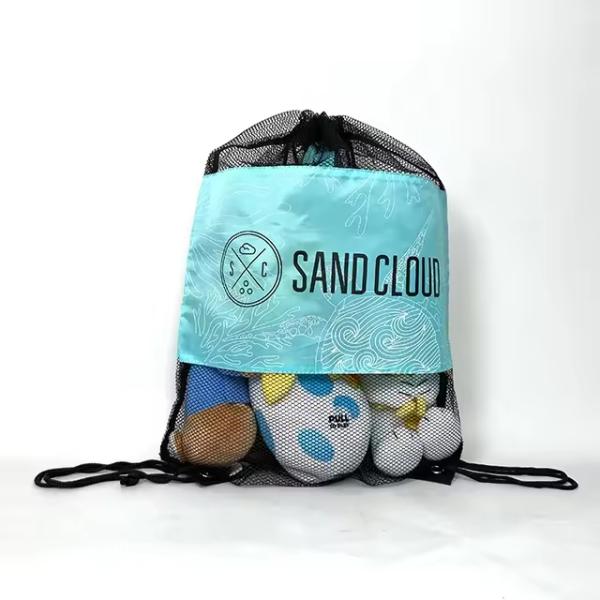 Mesh Polyester Gift Drawstring Bag Recycled Nylon Polyester for Reusable Sport Bags